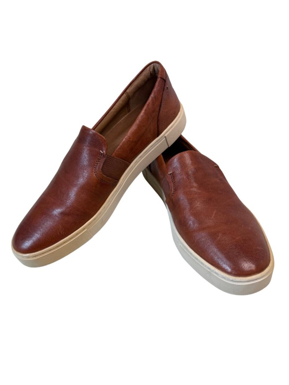 Frye Mens Leather Slip On Sneakers Cognac Sz 9M